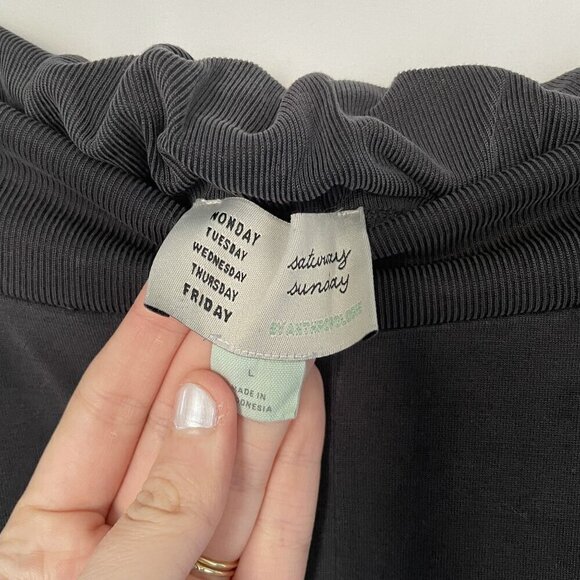 Anthropologie Saturday Sunday High-Waist Black Pants With Button Detail & Pocket - Picture 3 of 7